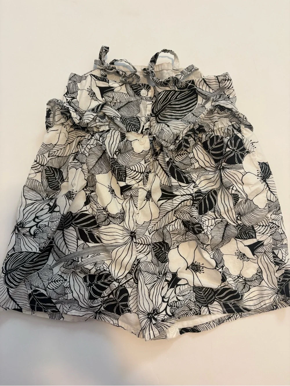 Janie & Jack Black & White Floral Romper 18-24Months